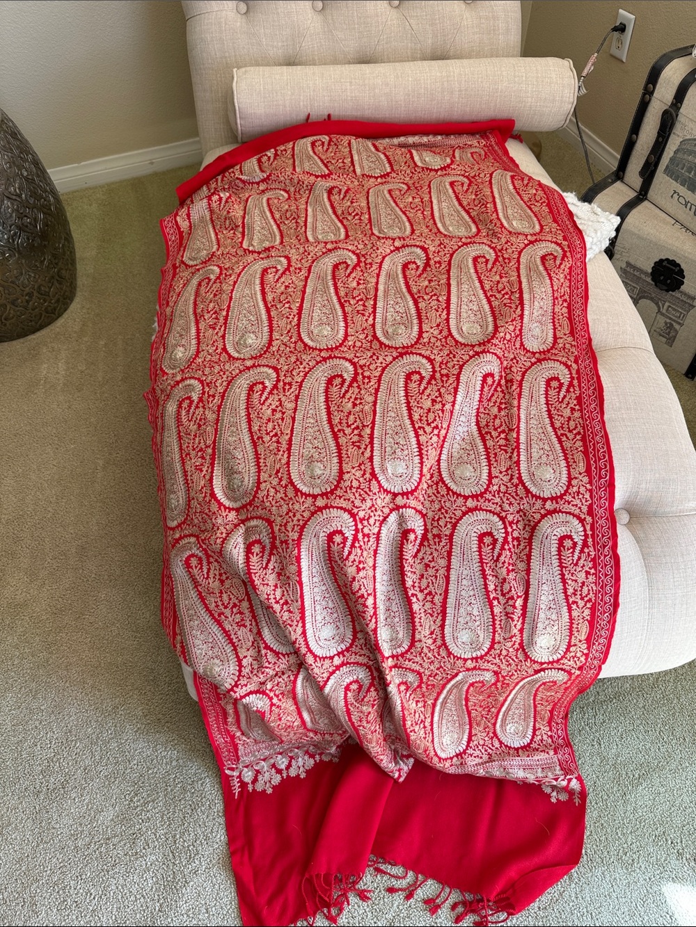 Red Kashmiri shawl